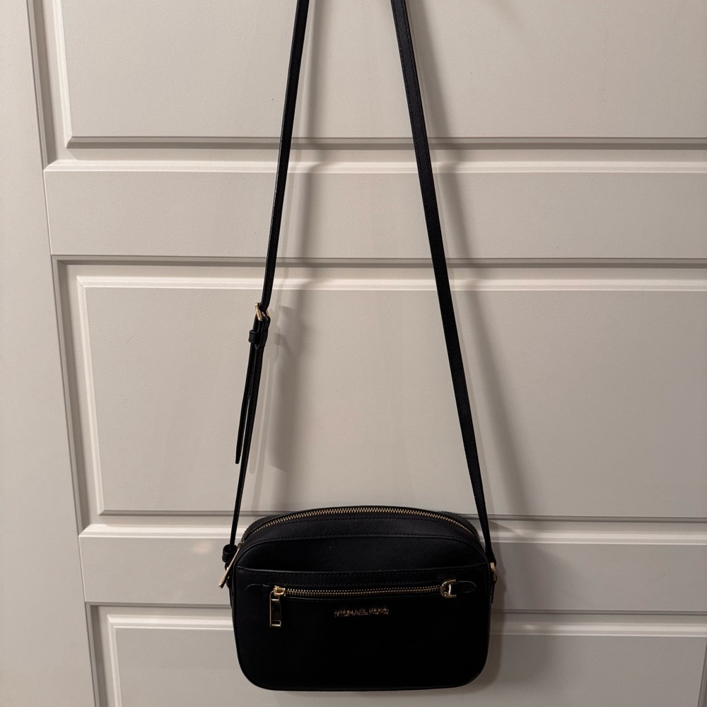 Michael Kors Leather Black with Gold Crossbody Bag